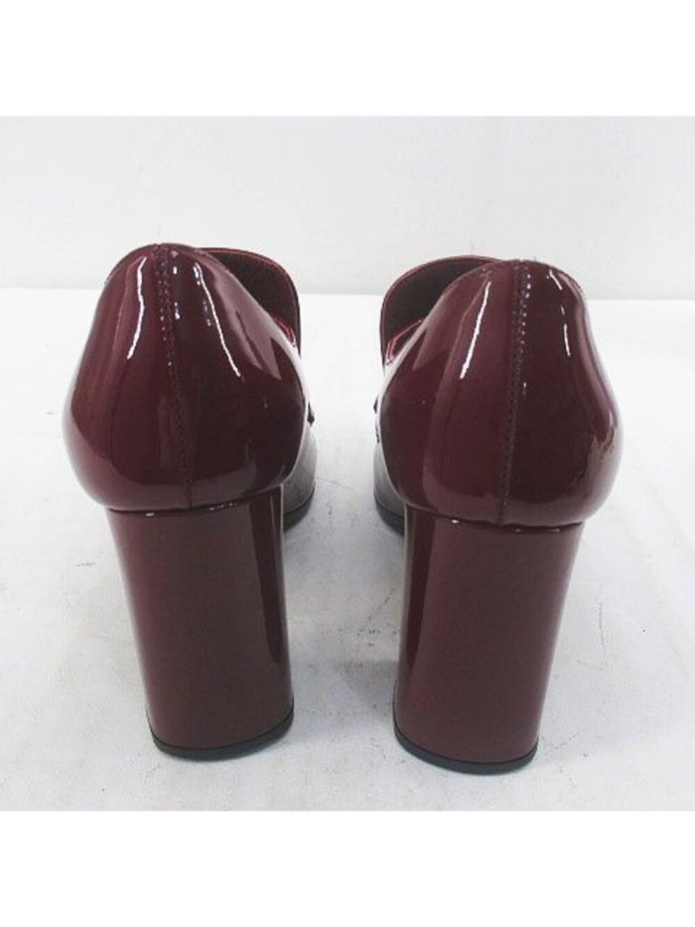 Prada Heels Loafers Silver Chain 35 Bordeaux Enamel - Picture 3 of 8